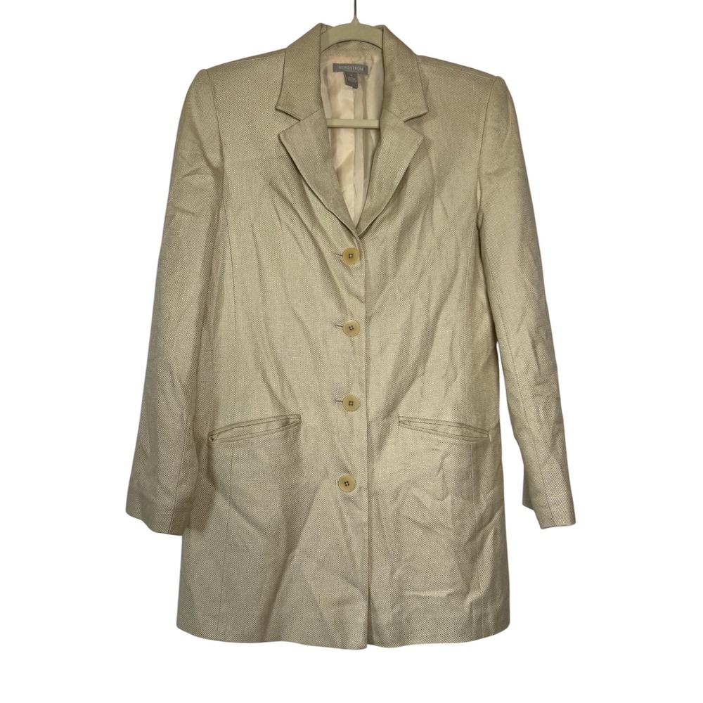 Nordstrom Womens‎ Beige Rayon Blend Career Blazer Jacket Size 4